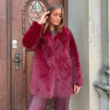 Vera faux fur jakke / 100386 - Burgundy - DEPECHE