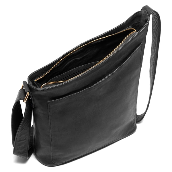 DEPECHE Asymmetrisk skuldertaske i blødt skind Shoulderbag / Handbag 099 Black (Nero)