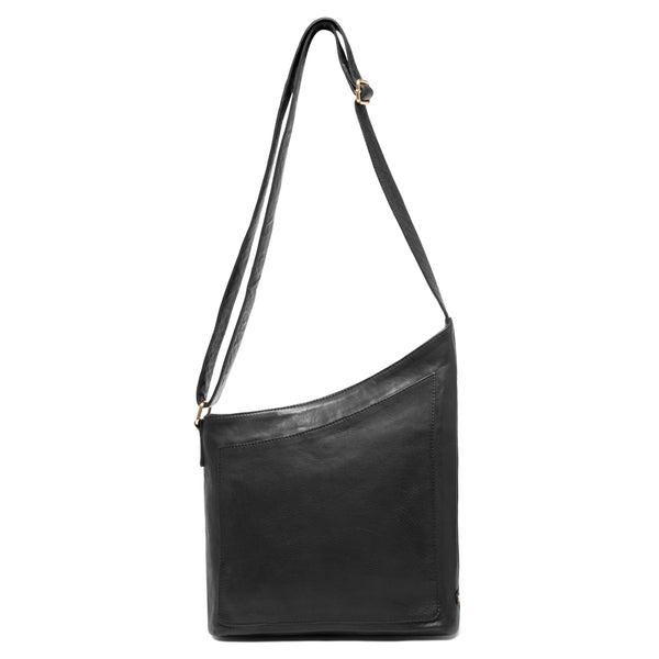 DEPECHE Asymmetrisk skuldertaske i blødt skind Shoulderbag / Handbag 099 Black (Nero)