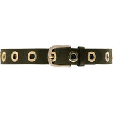 DEPECHE Cool læderbælte dekoreret med store eyelets Belts 049 Army Green