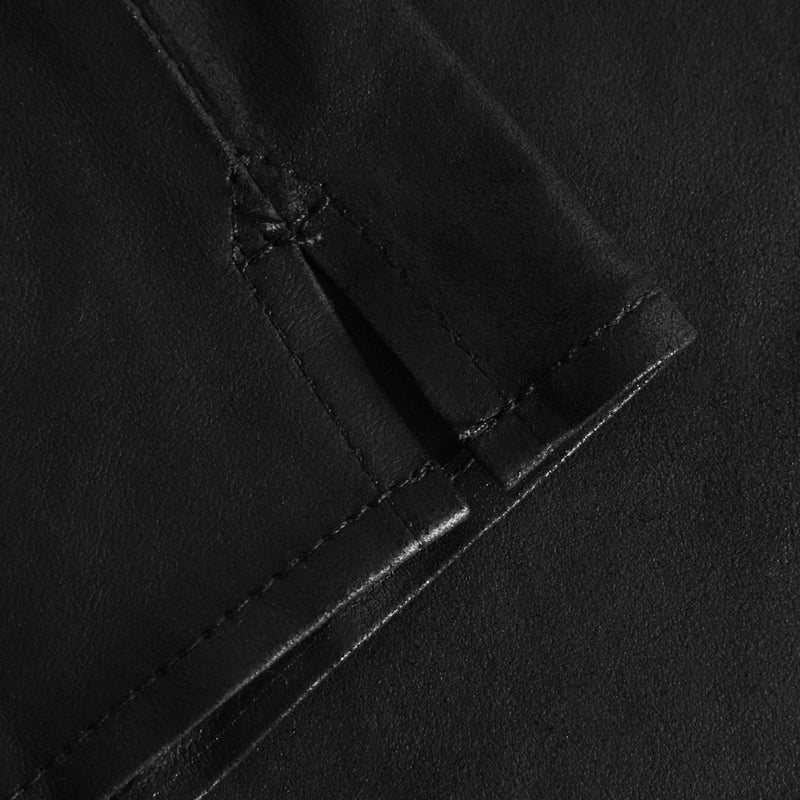 Depeche leather wear Enkel læderskjorte med store frontknapper Shirts 099 Black (Nero)