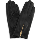 DEPECHE Læderhandsker dekoreret med lynlås på front Gloves 097 Gold