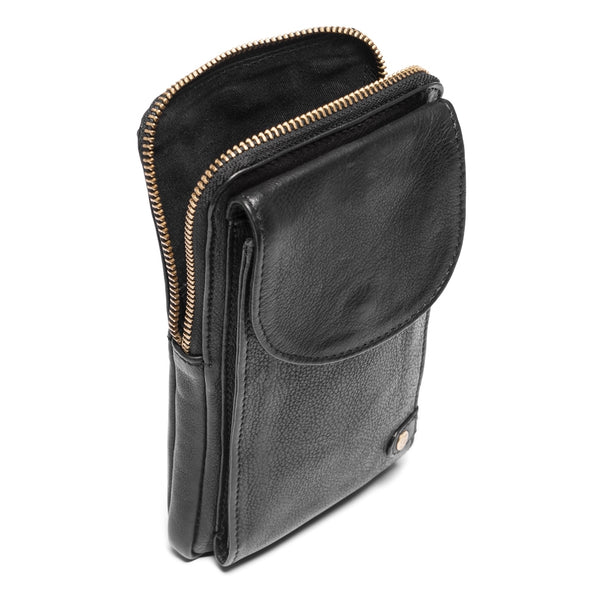 DEPECHE Mobiltaske i blød og lækker skindkvalitet Mobilebag 099 Black (Nero)