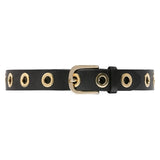 DEPECHE Cool læderbælte dekoreret med store eyelets Belt 097 Gold