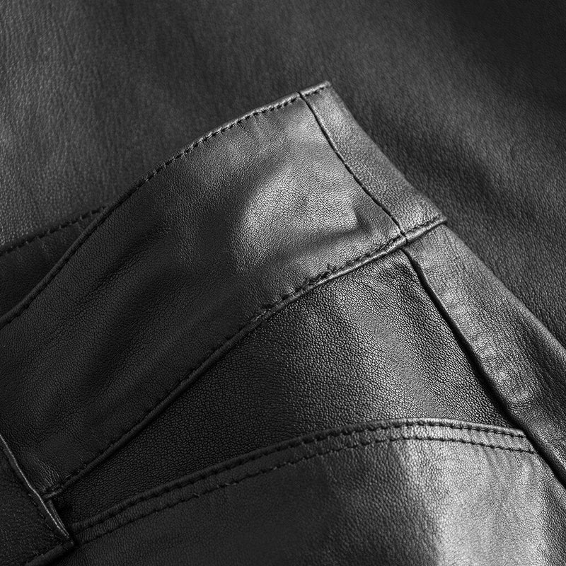 Depeche leather wear 7/8 dels chino skindbuks i lækker stretch kvalitet Pants 099 Black (Nero)
