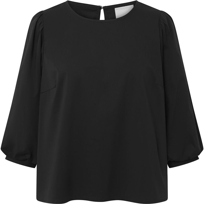 Depeche Clothing Abi ¾ bluse med pufærmer Blouse 099 Black (Nero)