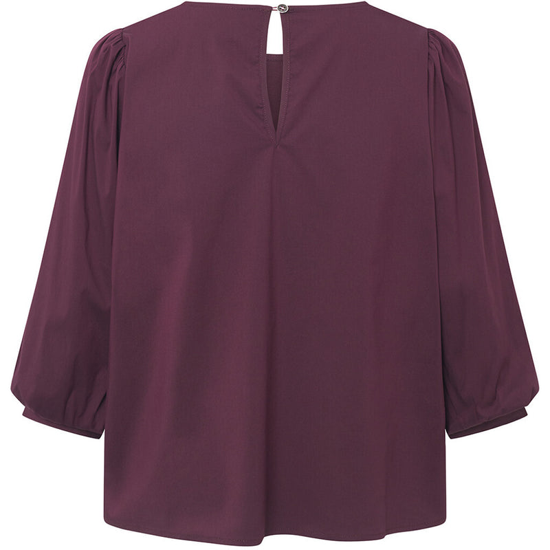 Depeche Clothing Abi ¾ bluse med pufærmer Blouse 279 Burgundy