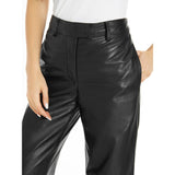Depeche leather wear Adele skindbukser med vide og lige ben Pants 099 Black (Nero)