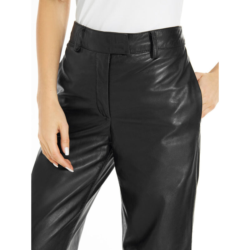 Depeche leather wear Adele skindbukser med vide og lige ben Pants 099 Black (Nero)