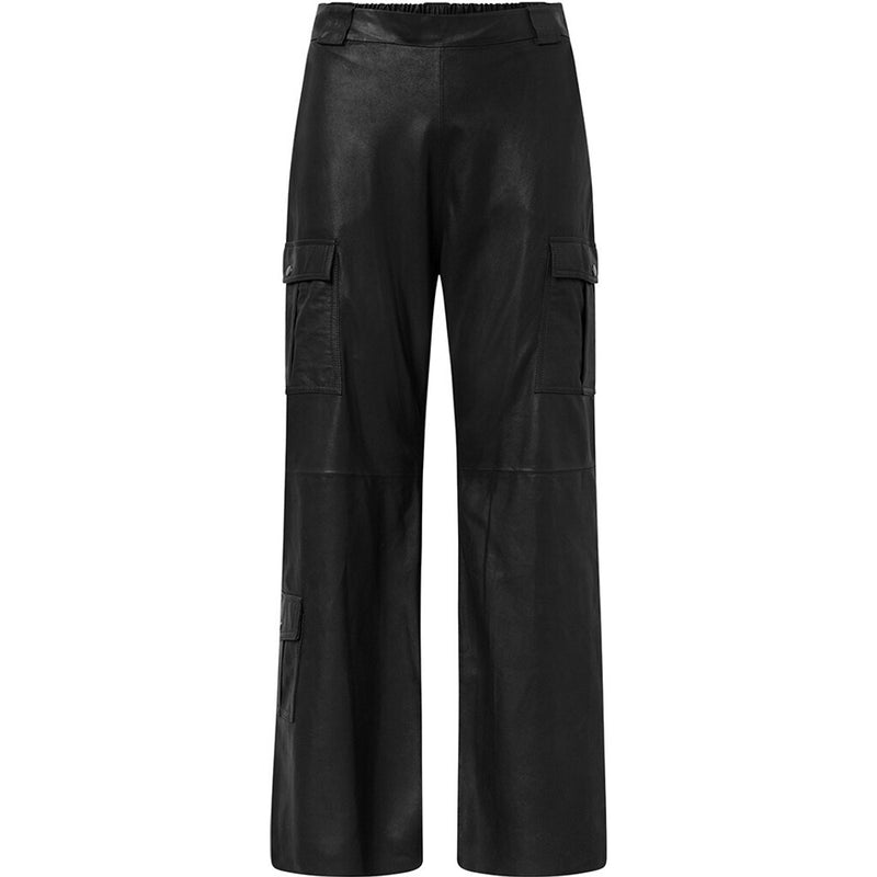 Depeche leather wear Amily straight fit cargo skindbukser Pants 099 Black (Nero)