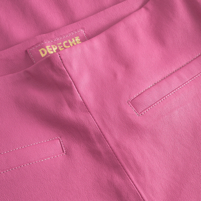 Depeche leather wear Ava RW flare 7/8 længde skindbuks i strækbar kvalitet Pants 195 Bubble gum