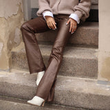 Depeche leather wear Ava skindbukser - fuld længde (RW) Pants 309 Metallic Brown