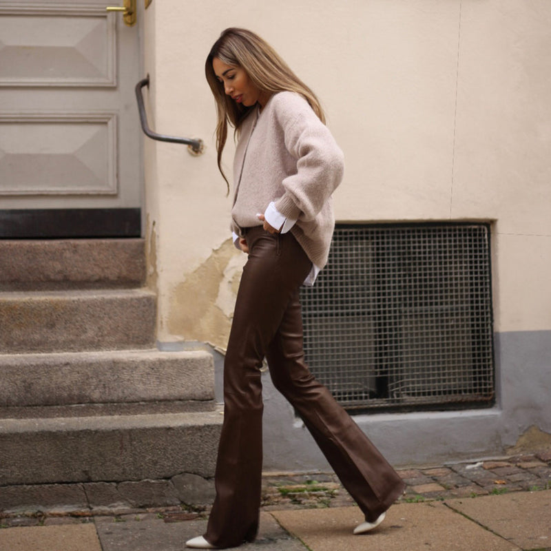 Depeche leather wear Ava skindbukser - fuld længde (RW) Pants 309 Metallic Brown