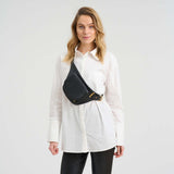 DEPECHE Bæltetaske i koskind med sadeltaske-look Bumbag 099 Black