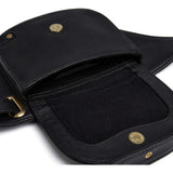 DEPECHE Bæltetaske i koskind med sadeltaske-look Bumbag 099 Black