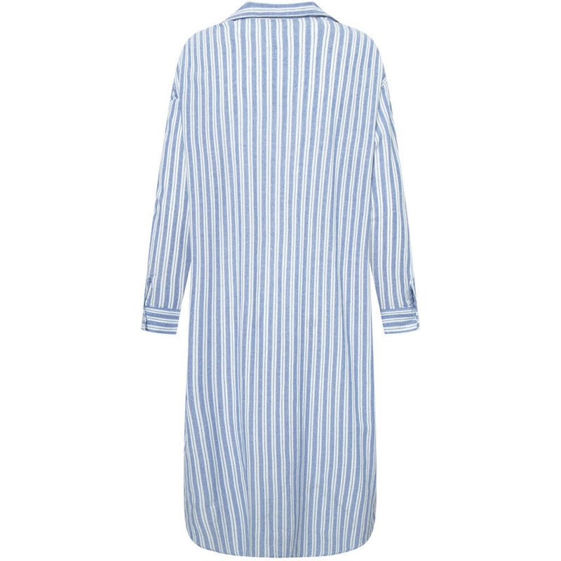 Depeche Clothing Beate underknee skjorte i stripet print Shirts 259 Blue Yarndye Stripe