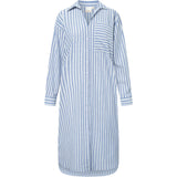 Depeche Clothing Beate underknee skjorte i stripet print Shirts 259 Blue Yarndye Stripe