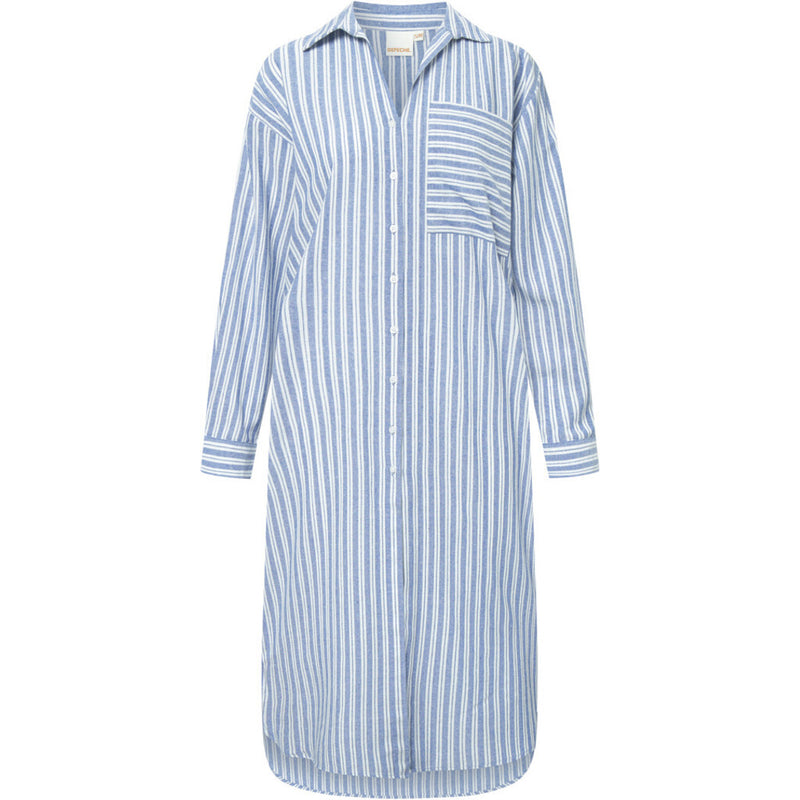 Depeche Clothing Beate underknee skjorte i stripet print Shirts 259 Blue Yarndye Stripe