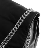 DEPECHE Smuk skuldertaske i læder med kæderem Cross over 099 Black (Nero)