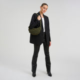 DEPECHE Bilbao skuldertaske i skind og ruskind Shoulderbag / Handbag 049 Army Green