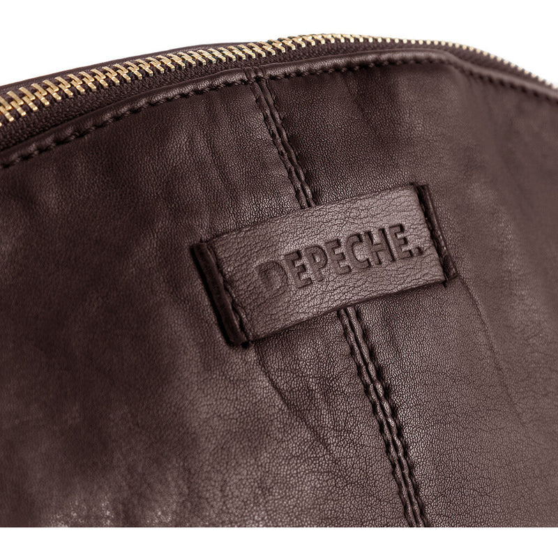 DEPECHE Blød og rummelig læder kosmetik taske Accessories 258 Winter Brown / Brass