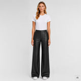 Depeche leather wear Boa HW Wide Skindbukser Pants 099 Black