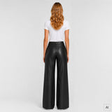 Depeche leather wear Boa HW Wide Skindbukser Pants 099 Black