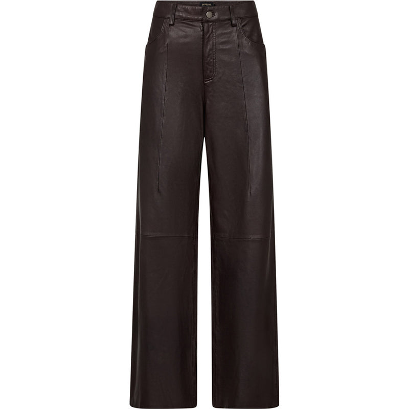 Depeche leather wear Boa skindbukser - Wide leg (HW) Pants 008 Chocolate
