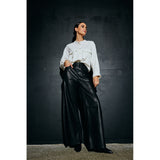 Depeche leather wear Boa skindbukser - Wide leg (HW) Pants 099 Black (Nero)