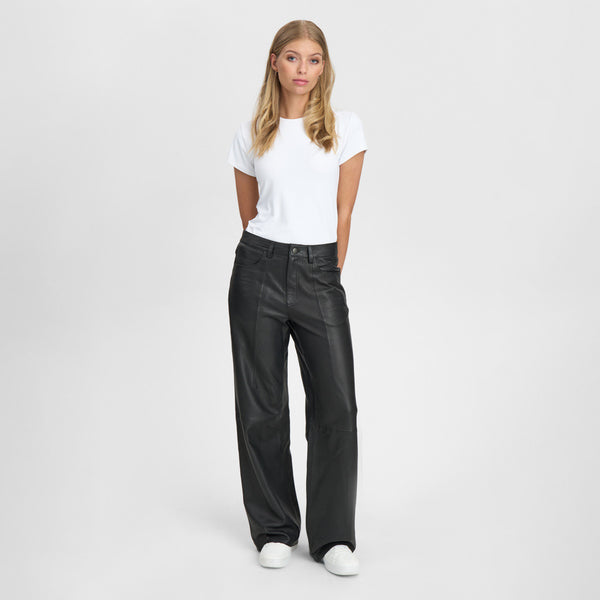 Depeche leather wear Boa skindbukser - fuld længde (HW) Pants 099 Black (Nero)