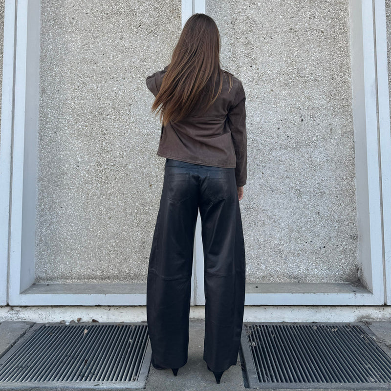 Depeche leather wear Boel barrel bukser i lammeskind Pants 099 Black (Nero)