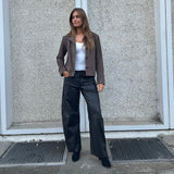 Depeche leather wear Boel barrel bukser i lammeskind Pants 099 Black (Nero)