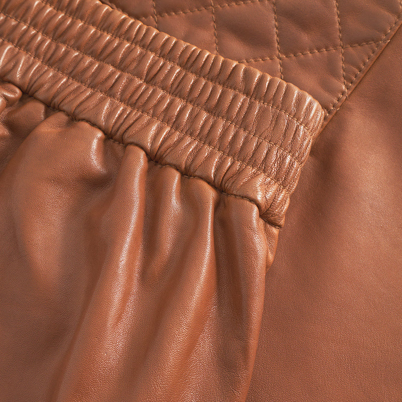 Depeche leather wear Camilla kort skindnederdel Skirts 005 Vintage cognac