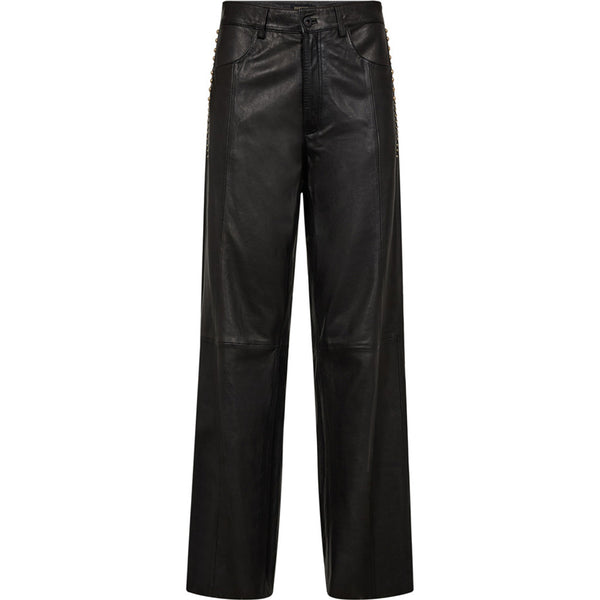 Depeche leather wear Cat skindbukser med guld nitter Pants 099 Black (Nero)