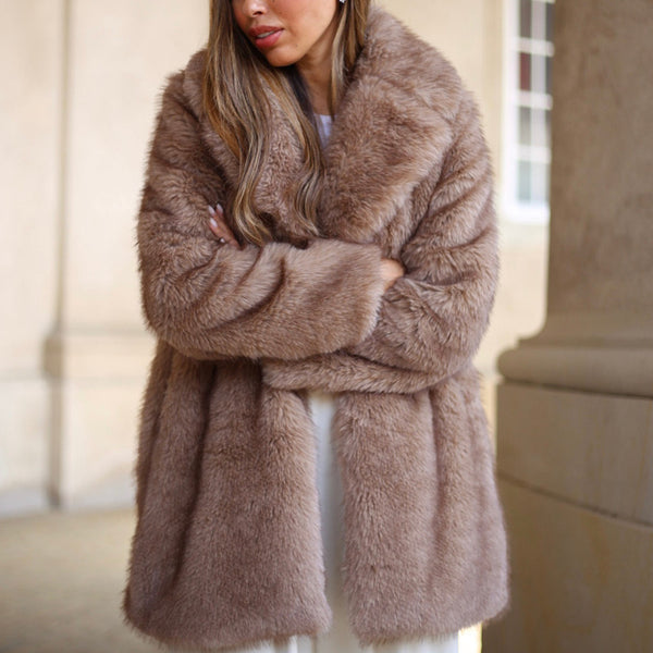 Depeche Clothing Celine faux fur jakke Jackets 011 Sand
