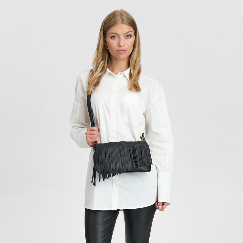 DEPECHE Clutch med frynser Clutch 099 Black (Nero)