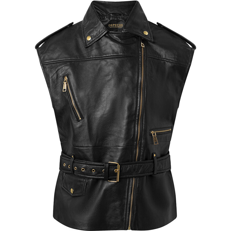 Depeche leather wear Cool Tess biker skindvest Vest 099 Black (Nero)