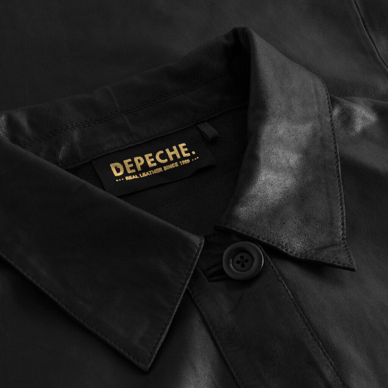 Depeche leather wear Cool knælang skindjakke i blød kvalitet Jackets 099 Black (Nero)