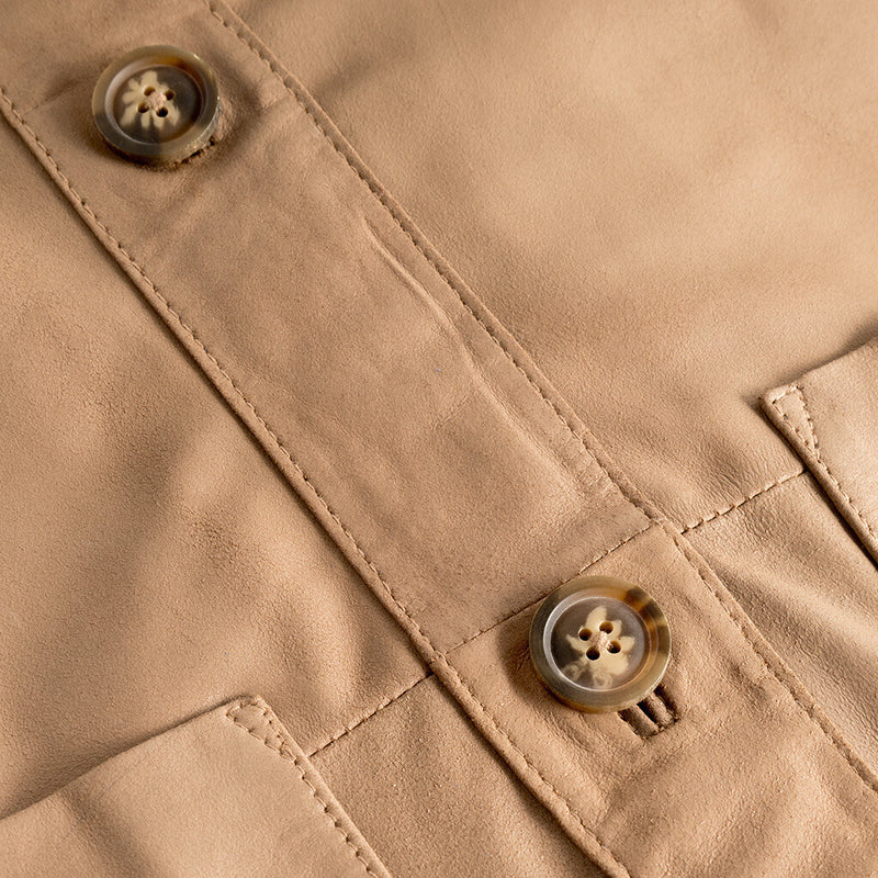 Depeche leather wear Cool knælang skindjakke i blød kvalitet Jackets 199 Nougat
