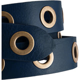DEPECHE Cool læderbælte dekoreret med store eyelets Belts 101  Dark blue