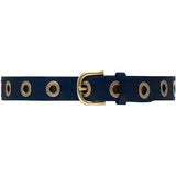 DEPECHE Cool læderbælte dekoreret med store eyelets Belts 101  Dark blue