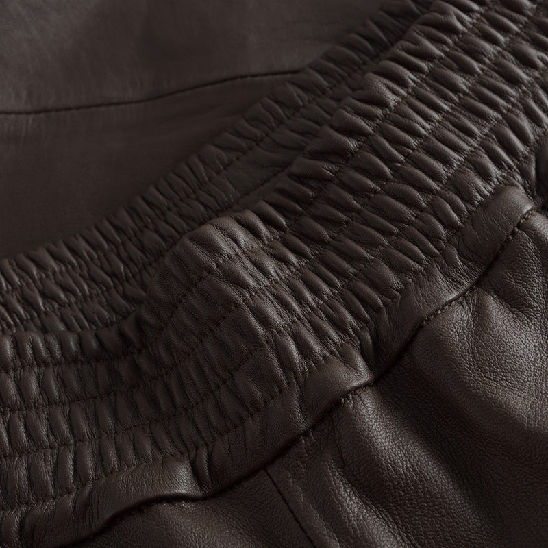 Depeche leather wear Cool loose fit Belle læderbukser i blød kvalitet Pants 008 Chocolate