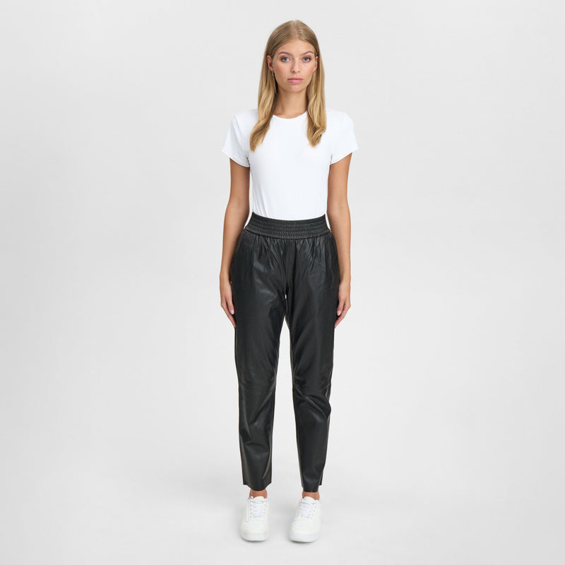 Depeche leather wear Cool loose fit Belle læderbukser i blød kvalitet Pants 099 Black (Nero)