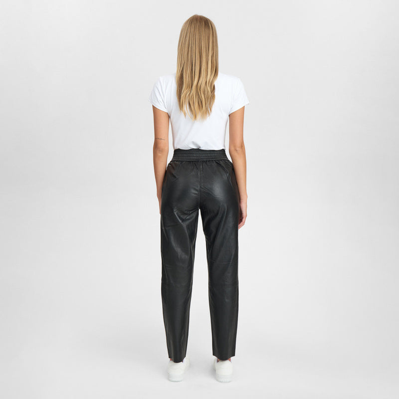 Depeche leather wear Cool loose fit Belle læderbukser i blød kvalitet Pants 099 Black (Nero)