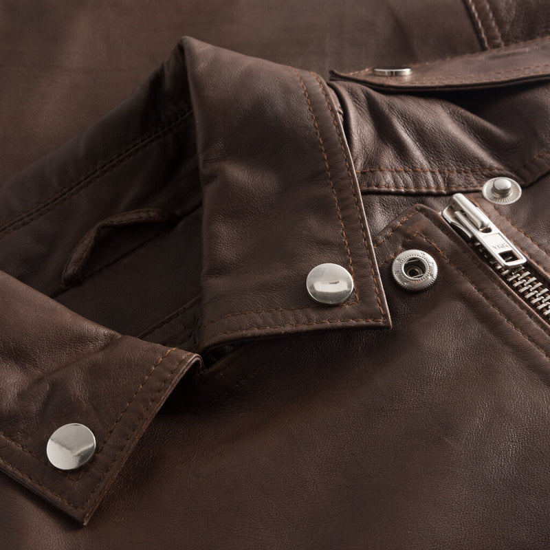 Depeche leather wear Cool og rå biker skindjakke i blød kvalitet Jackets 186 Cacao