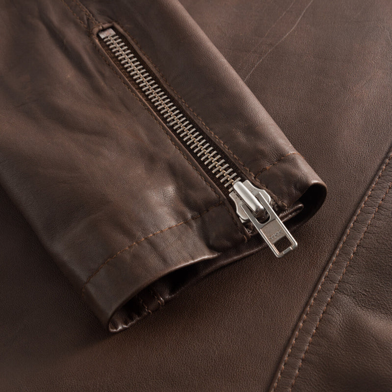 Depeche leather wear Cool og rå biker skindjakke i blød kvalitet Jackets 186 Cacao