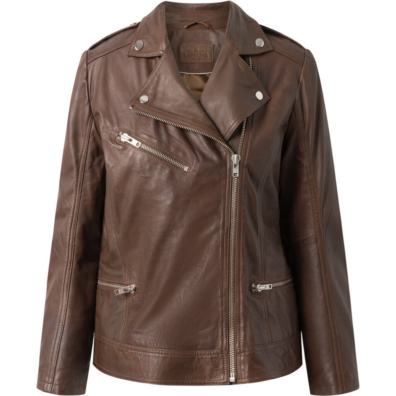 Depeche leather wear Cool og rå biker skindjakke i blød kvalitet Jackets 186 Cacao
