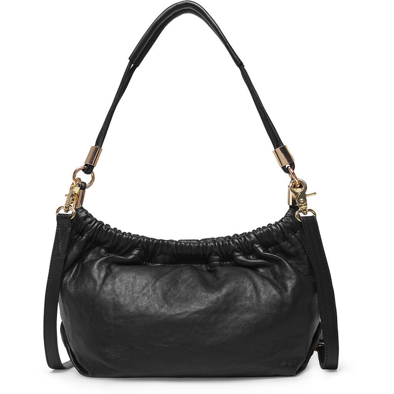 DEPECHE Crossbody skindtaske med fine rynkedetaljer Cross over 099 Black (Nero)