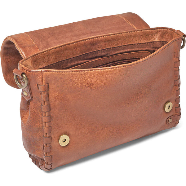 DEPECHE Crossbody taske dekoreret med fine kantsyninger Cross over 014 Cognac