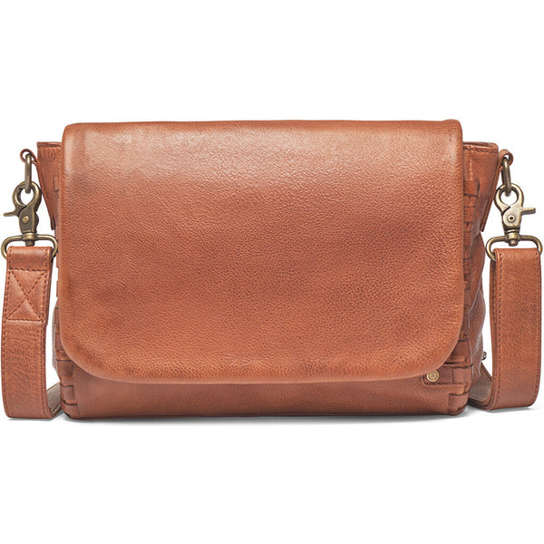 DEPECHE Crossbody taske dekoreret med fine kantsyninger Cross over 014 Cognac